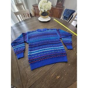 VTG Cattivo 3D Knit Sweater Men's Large Coogi Style Geometric Pattern USA Mint**